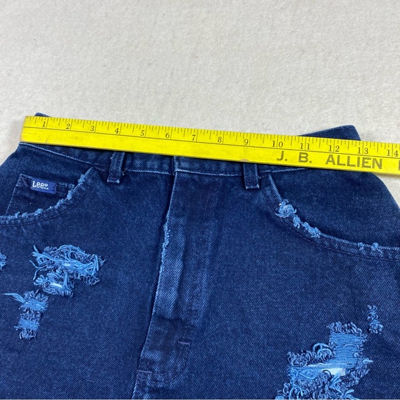 Lee High Waist Distressed Shorts Blue Denim Jean Shorts 10M Frayed Hem P… - Picture 6 of 10